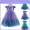 Mermaid Princess Dress Costume For Girls Elegant Off-shoulder With Tulle Skirt And Oversized Bowknot