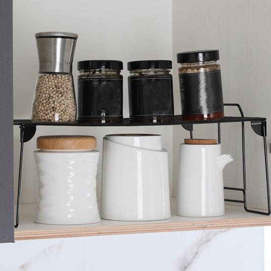 Counter Shelf Foldable Strong Bearing Space Saving Stable Non-slip Handle Multipurpose Iron Fine Mesh Counter Organizer Kitchen Supplies