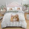3D Bedding Sets Red Duvet Quilt Cover Set Comforter Bed Linen Pillowcase King Queen 210x210cm Size Pet Cat Design for Boys Girls