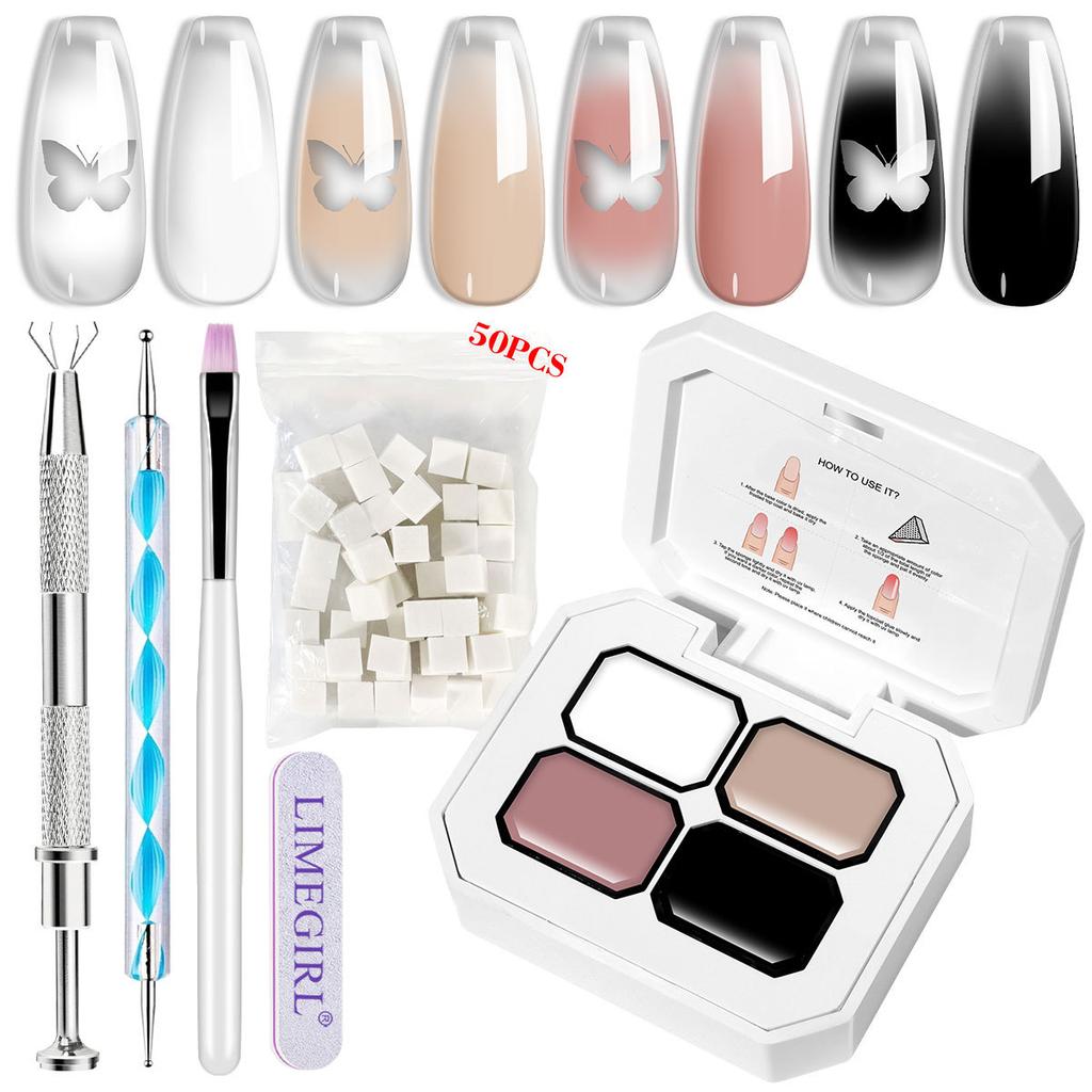 Nail Art Sponge Stamp Set Solid Color Potting Gel Gradient Blush Painting Polish DIY Tool