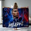 Mbappé Print Flannel Blanket High Quality Warm Comfortable Cover for All Seasons Perfect for Gifts Home Decor
