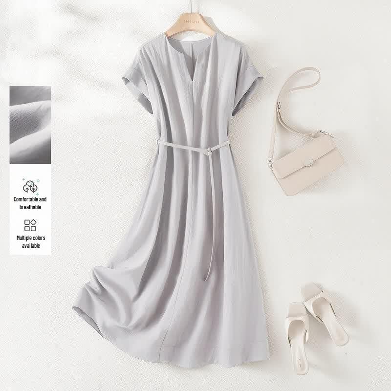 IHIMI Elegant V-Neck A-Line Summer Dress L