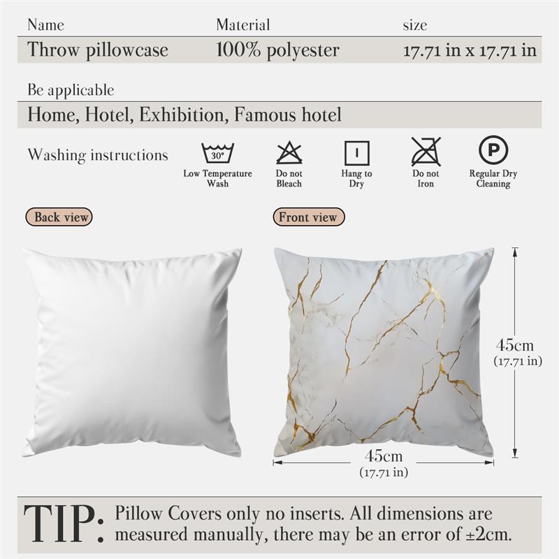 Housse de coussin marbre noir et blanc Housse de coussin décorative Housse de coussin de canapé Décoration pour la maison Décor de siège Housse de coussin
