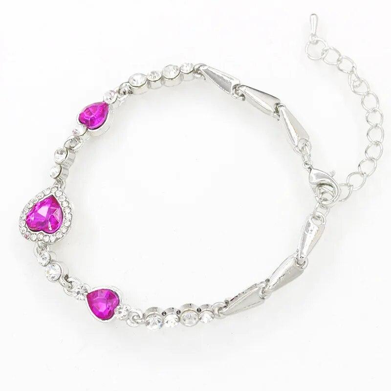 Fashion Heart of Ocean Pendant Bracelets New Shiny Blue Crystal Love  Bracelet for Women Valentine's Day Jewelry Wholesale
