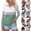 Women's Spring And  Fashion Casual  Printed Zipper V-Neck Long Sleeve Shirt Tops
