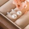 INZATT Real 925 Silver Full Zircon Water Drop Pearl Pendant Stud Earrings for Women OL Fine Jewelry Luxury Accessories