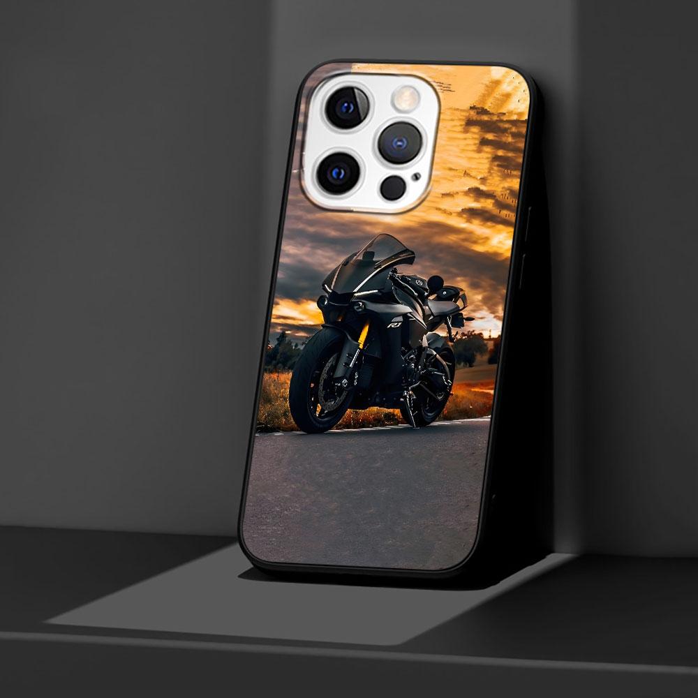 Motorcycle Case for Apple iPhone 14 11 7 SE 2020 8 X XS 13 12 Mini XR 15 Pro Max Silicone Black Soft Phone Cover