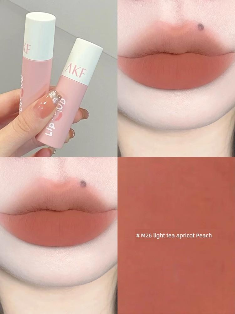 AKF Lip Mud M20 Matte Finish Velvet Lip Lacquer M07 Niche Style Brand Orange White Niche Style Brand Lipstick