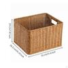 Cesto in Rattan con Apertura Superiore Manici Ritagliati Rettangolari Marrone Chiaro 35x26x18.5cm