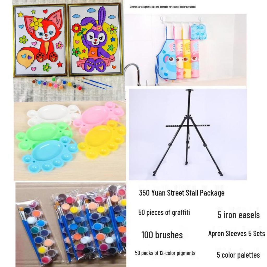 DIY 3D Embossed Graffiti Painting Set for Kids with Folding Easel