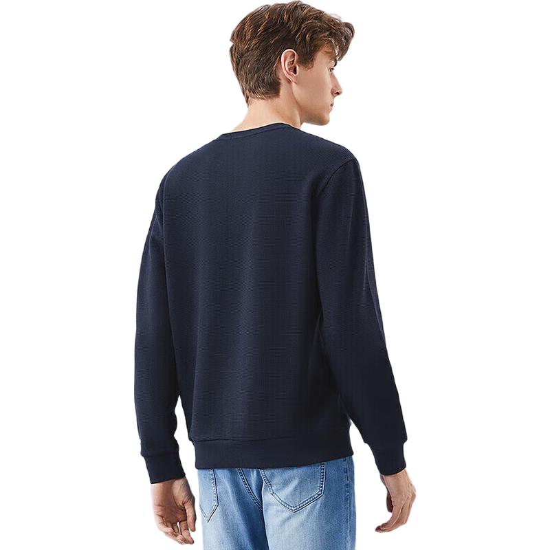 Qipai Men's Waffle Knit Round Neck Sweatshirt