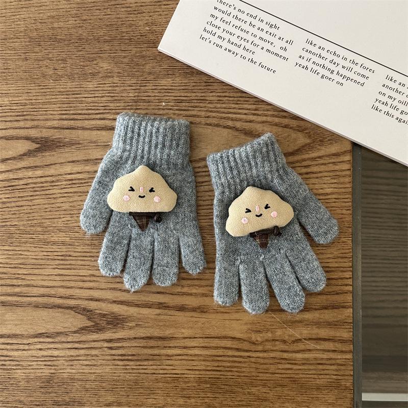 Autumn & Winter Cartoon Fingerless Knit Gloves for Boys & Girls - Warm Lamb Protection.