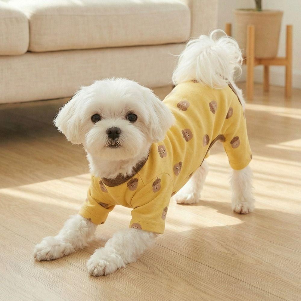 Cartoon Printed Four-Legged Dog Pajamas Belly-Hugging Dog Home Clothing Pet Casual Wear  Home Wear