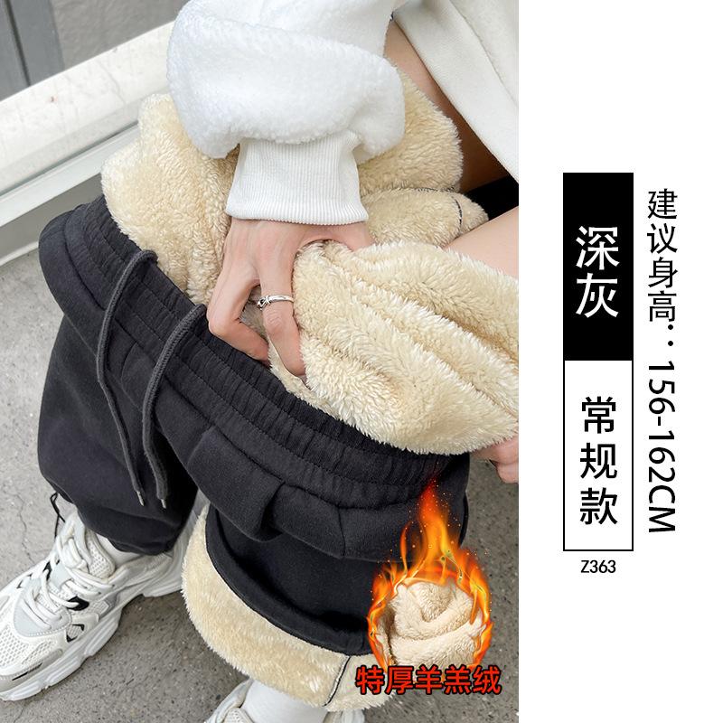 Light Gray Sweatpants Women's Autumn and Winter New High-waisted Small Loose Casual Narrow Version Straight-leg Pants Fleece Sweatpants