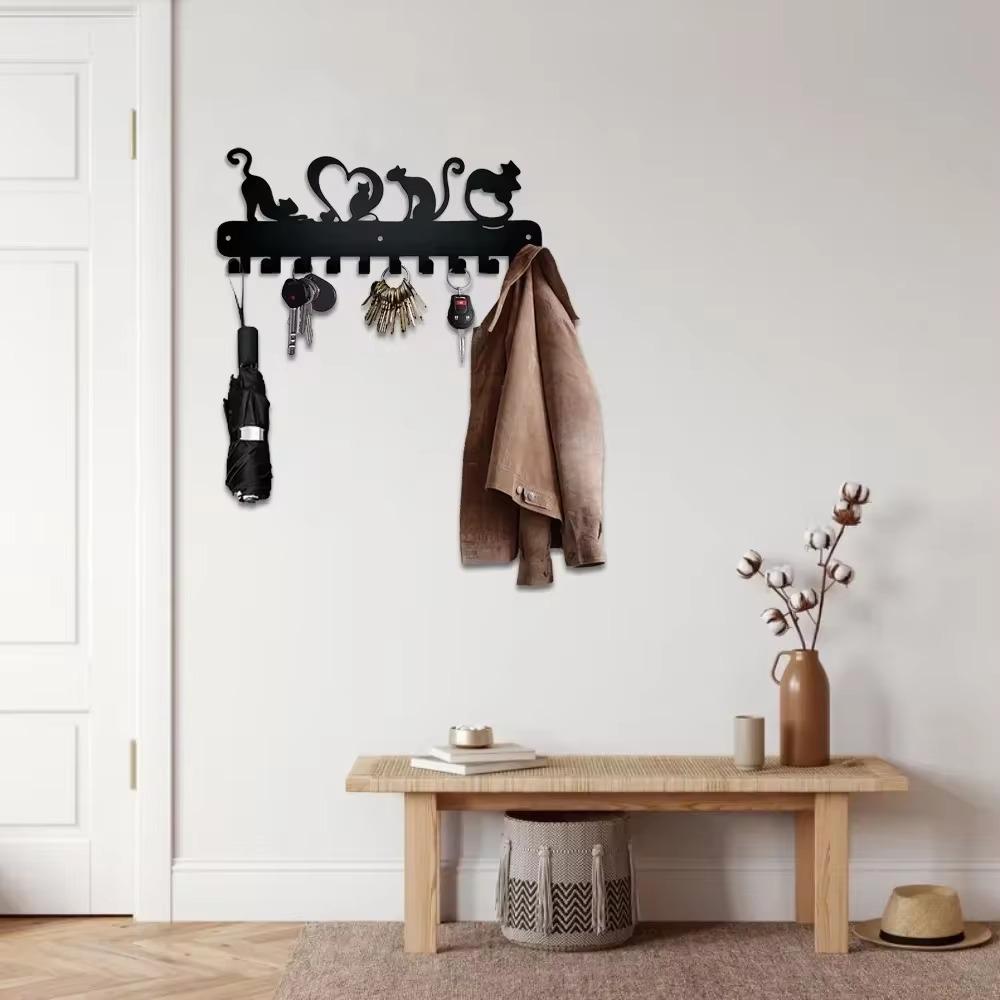 1 шт. Металлический держатель для ключей с дизайном Love Cat - настенная стойка с крючком — фото 4