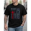 European Sizes Men'S Christian Faith T-Shirt with Flag Cross Design - "In God We Trust" & John 14:6 Bible Verse - Breathable Black Casual Round