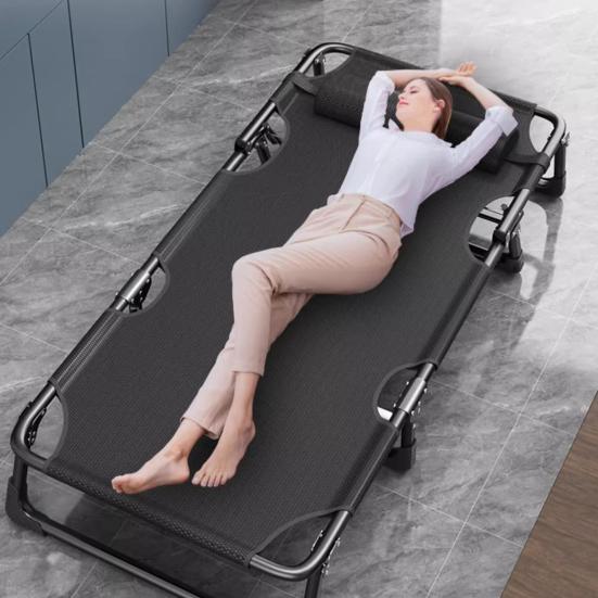Kempingová skládací postel Nastavitelná 4-polohová pro dospělé Sklápěcí skládací lehátko s polštářem Venkovní lehátko Spací postel