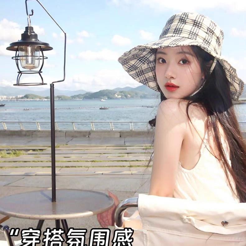 Zhao Lusi's Same Style Fisherman Hat, New Summer Model, Foldable Hat, Outdoor Sun Protection, Large Brim, Makes the Face Look Smaller, Sunshade Hat
