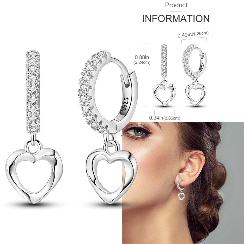 925 Sterling Copper Heart Snake Bone Pattern Cross Shell Zircon Four-pointed Star Earrings for Women Earring Fine Zircon Gifts