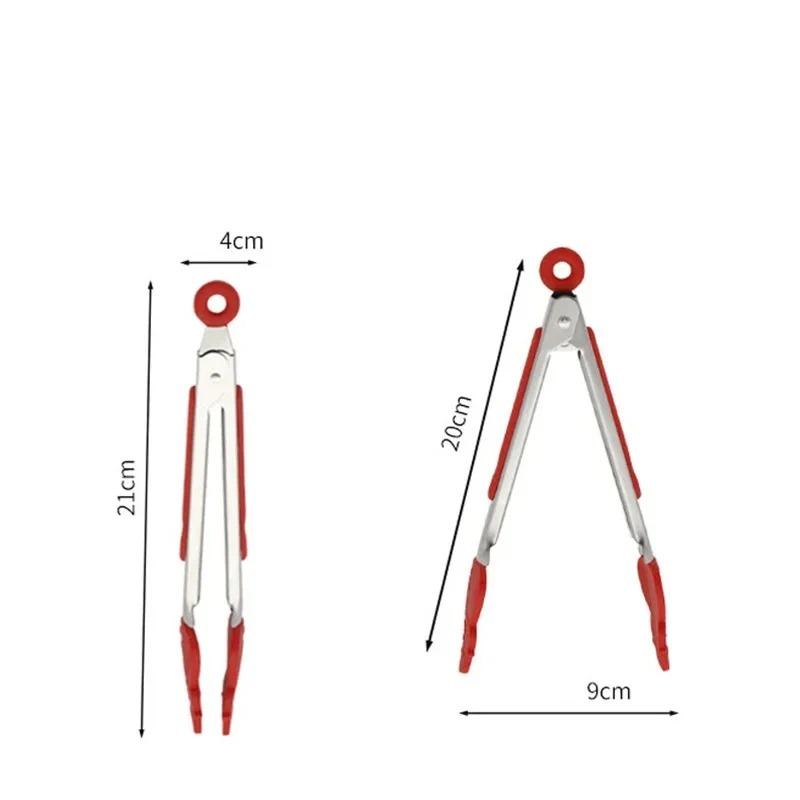 1-3PCS Stainless Steel Silicone Food Tongs BBQ Tongs Heat-Resistant Grilling Tongs for Steak Bread BBQ Accessories