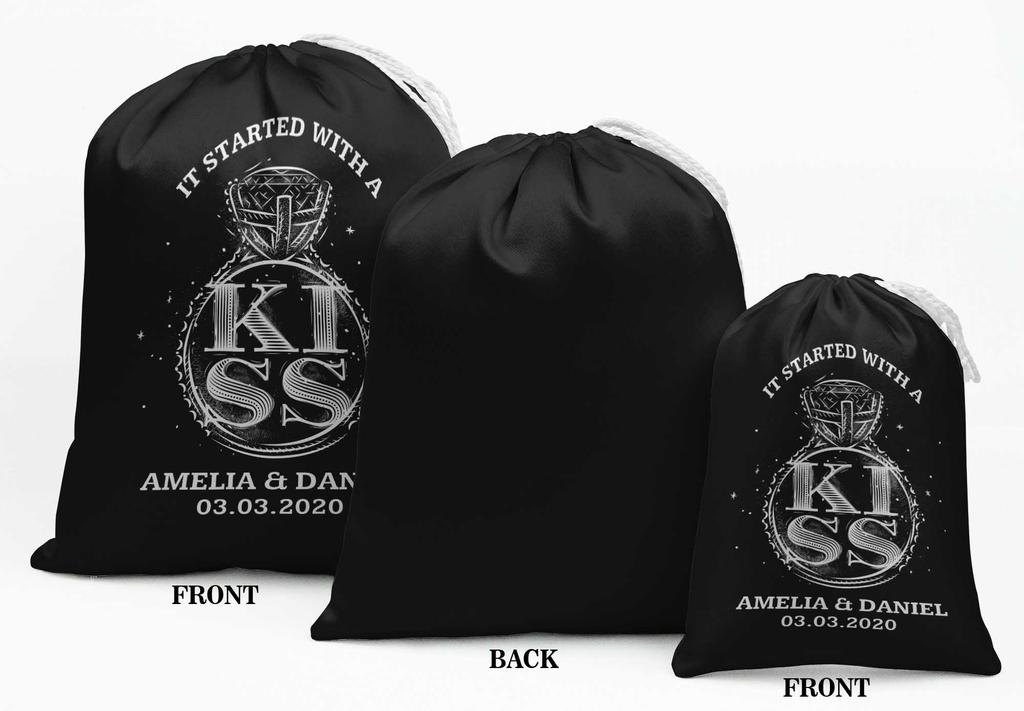 Darling Souvenir Schwarz Dankeschön-Geschenktüten für Hochzeiten, Party-Zubehör, Geschenkbeutel, Süßigkeitentüten, 15 Stück