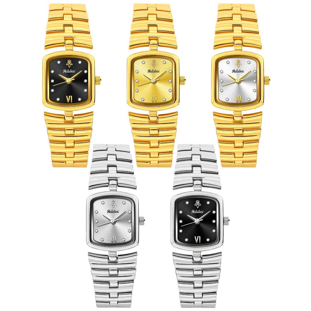 Luxury Ladies Fashion Quartz Watch Simple Scale Square Dial Gold Plated Women Watches Business Stainless Steel Clock