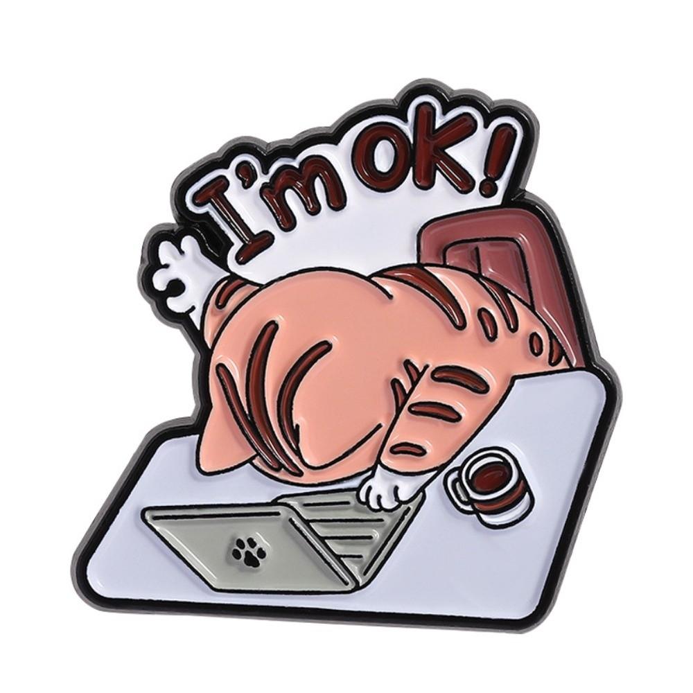 Accessories Work Cat Enamel Pin Adorable Cat Lapel Pins Badge Fashion Cartoon Cat Pins  Office