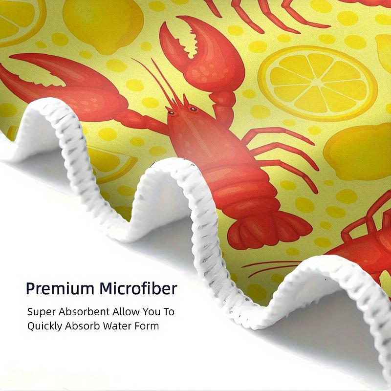 Lemon Lobster Print Beach Towel, Quick Dry High Absorbent Soft Lightweight Microfiber for Swimming Yoga Camping Travel