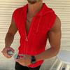 Karomuster Nähte Reißverschlussleiste Sweatshirt Weste Einfarbig Kordelzug Herren Bodybuilding Kapuzenweste Oberteil Streetwear