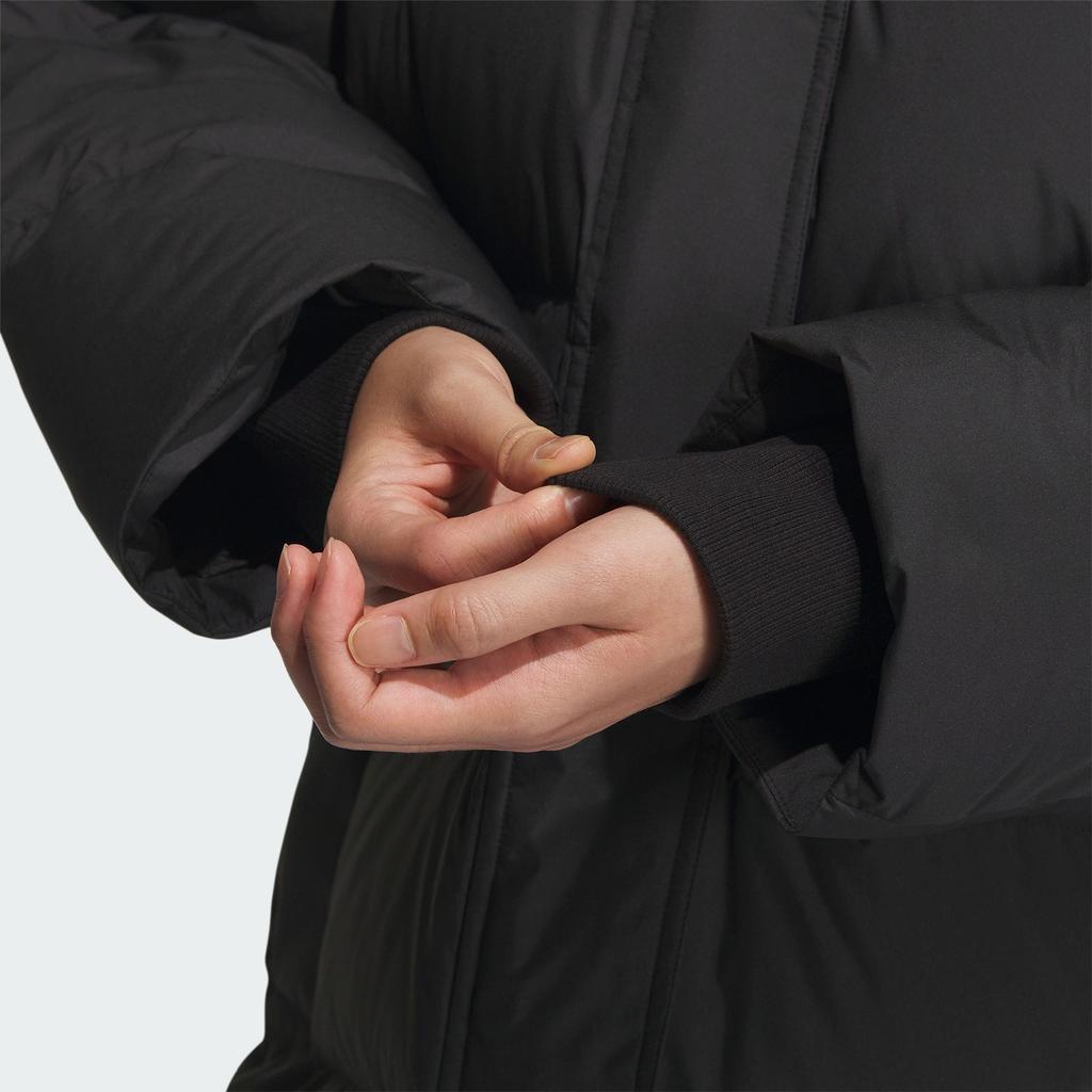 Adidas Letter Print Long Sports Casual Hooded Windproof Waterproof Down Jacket Women Jacket Black IV7556