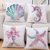 Cartoon Mermaid Starfish Seahorse Shell Ocean Creatures Pillow Covers Modern Style Cushion Cover Sofa Bedroom Home Decoration