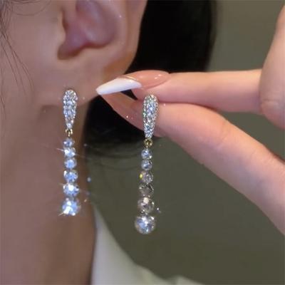 New Fashion Long Style Rhinestone Tassel Dangle Earrings  for Women Girl Gift Jewelry Wholesale