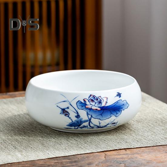 Ceramiczna doniczka Lotus Duży kaliber Nieporowaty okrągły wazon Kolorowy przepływ glazury Żonkil Miska Doniczka na rośliny wodne Miska Lotus Hydroponics