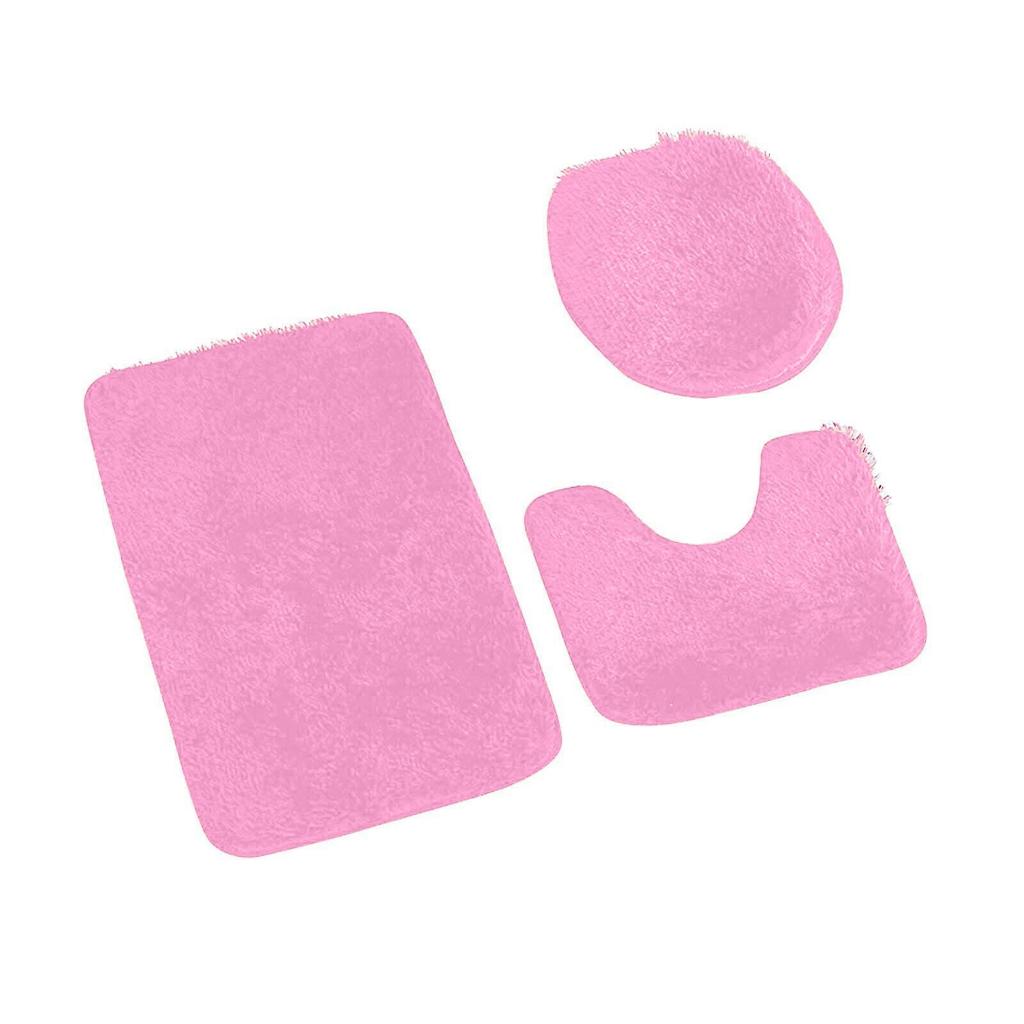 Bathroom Carpet Toilet Cushion Cover Microfiber Absorbent Non- Mat Three-piece Set=U-shaped 40*50+cover 45*50+door Mat 50*80