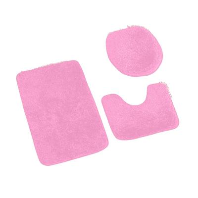 Bathroom Carpet Toilet Cushion Cover Microfiber Absorbent Non- Mat Three-piece Set=U-shaped 40*50+cover 45*50+door Mat 50*80