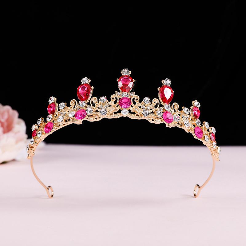 Elegant Colorful  Tiara Crown Women Girls Party Wedding Princess  Bridal Crown Hair Jewelry