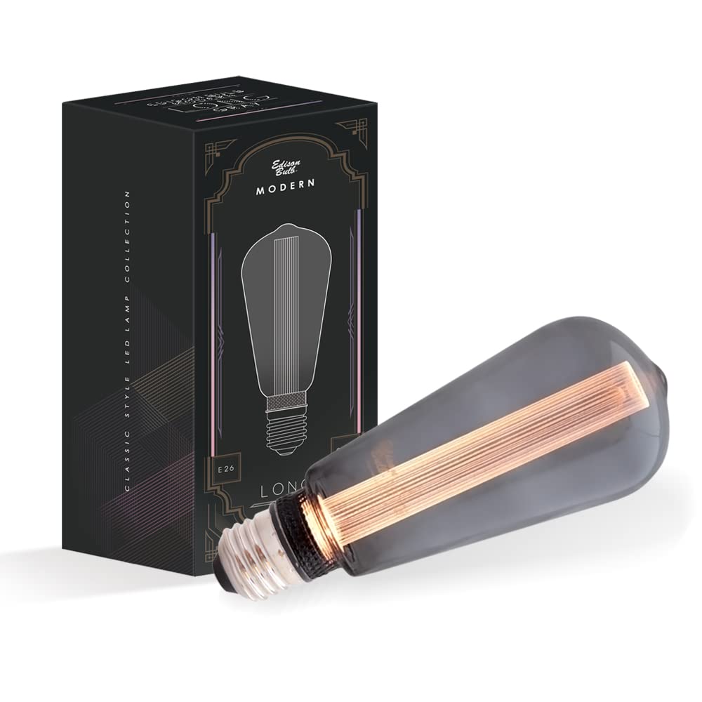 

E26 Edison Bulb LED Light Bulb Modern (Long Gray) Nostalgia 10W Equivalent 2200K Dimmable Warm White Bare Bulb Edison Bulb Retro Lighting Dim
