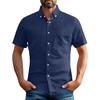 Men's Summer Oxford Cotton High-Quality Solid Color Short-Sleeved Shirt