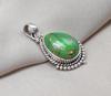 Green Copper Turquoise Pendant: Sterling Silver Boho Necklace