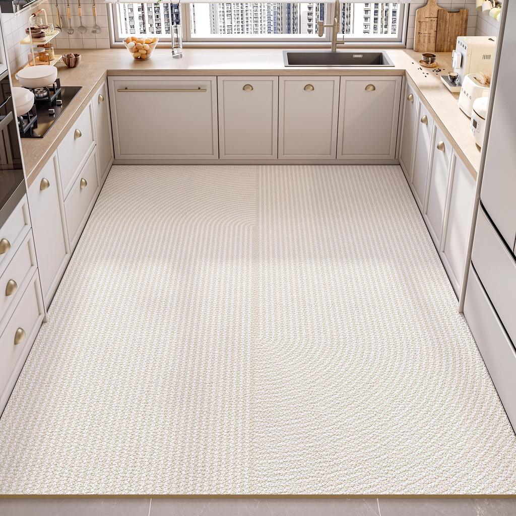 Large PVC Kitchen Floor Mat Non Slip Oil Proof Easy Clean Leather Rug For Balcony