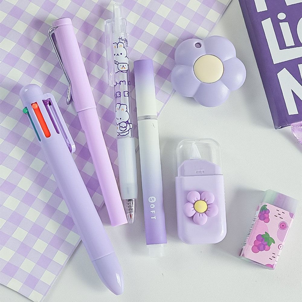 6Pcs/Set 6 Color Pens Student Tools Gift Kit Large Capacity Learning Gift Box Desktop Organizer