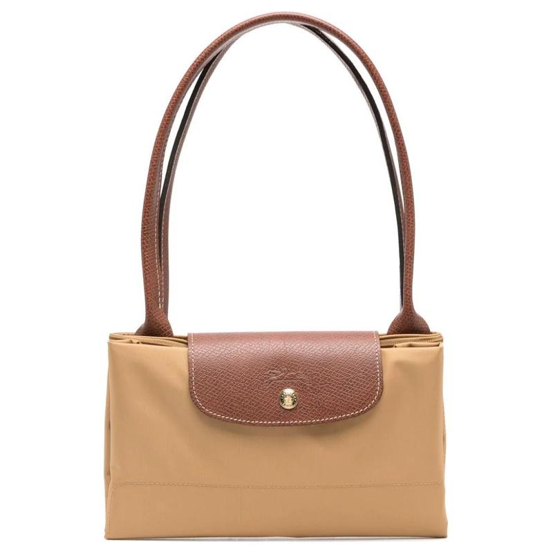 Longchamp shoulder bag Le Pliage Original Embossed Logo Snap Closure Polyamide Fabric Tote Tote Shopping Hand Women's Light Brown L1899089P86