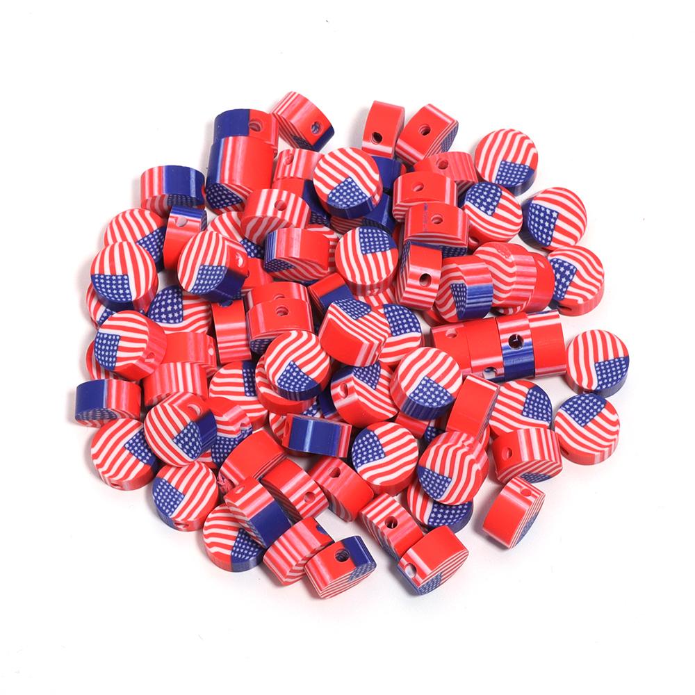 50 Stück 9 mm Polymer Clay Flache Runde Perlen Nationalflagge Lose Abstandshalter Perlen Für DIY Handgemachte Armbänder Ohrringe Herstellung Zubehör