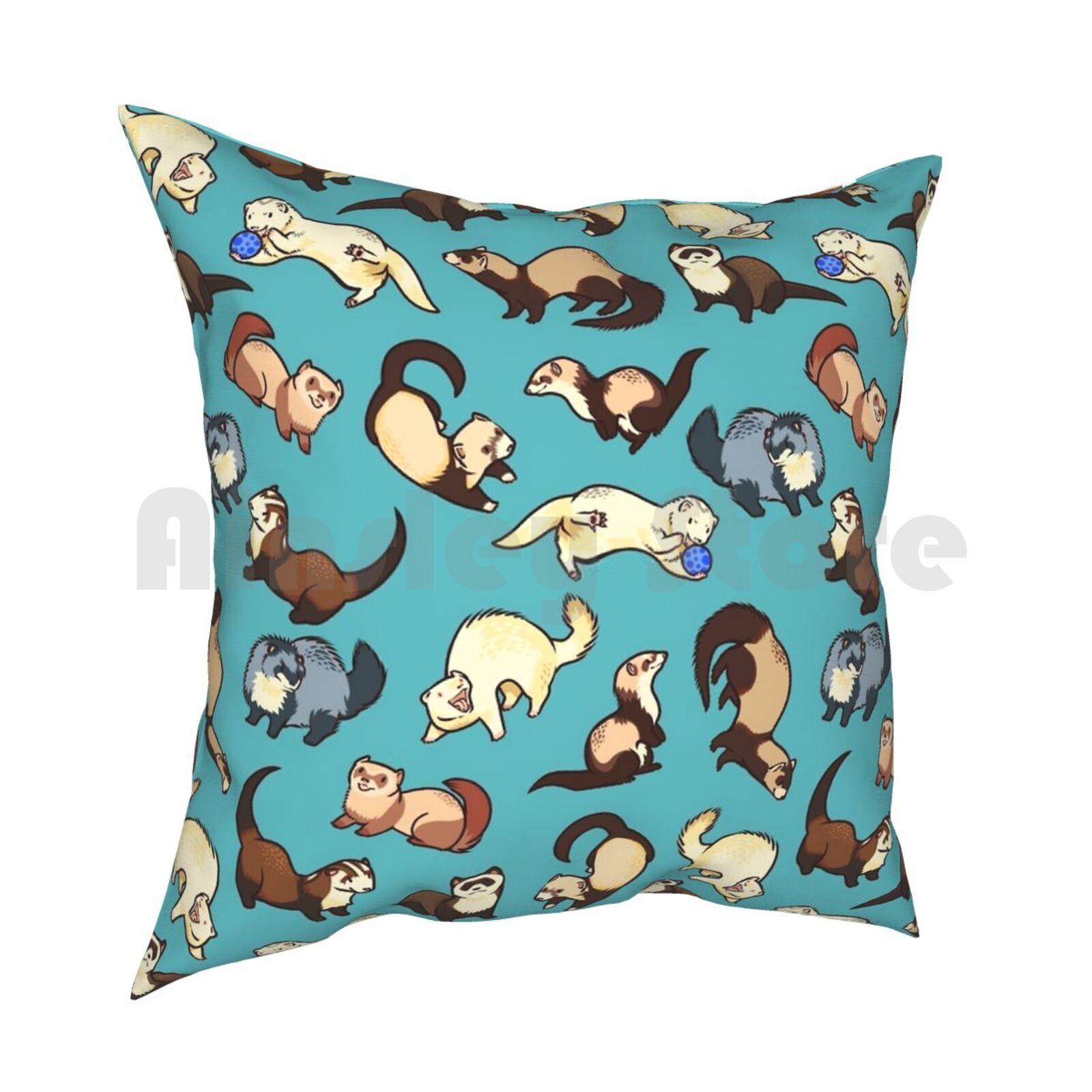 Cat Snakes In Blue Pillow Case Printed Home Soft Throw Pillow Ferret Ferrets Pattern Patterns Cute 30x30cm 12x12in