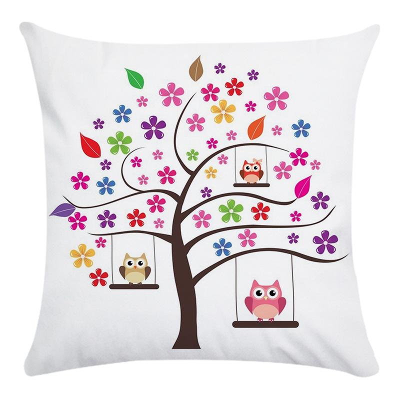 Creative Life Tree Pattern Digital Printing Short Plush Pillow Covers For Car Sofa Office Cushion Cover Home Goods