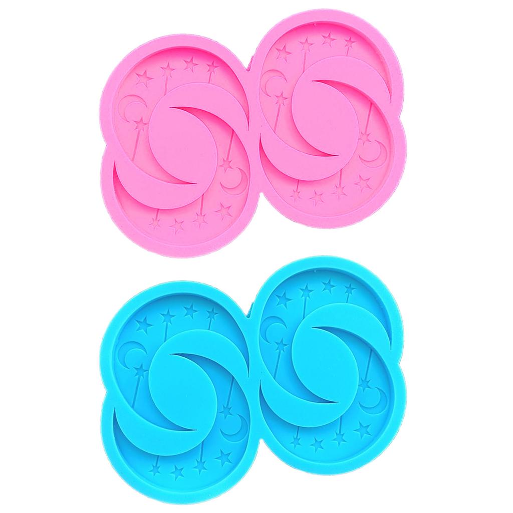 Moon and Stars Earring Decor Mold DIY Epoxy Resin Keychain Silicone Mold Christmas Pendant Mold Home Decorations Mold