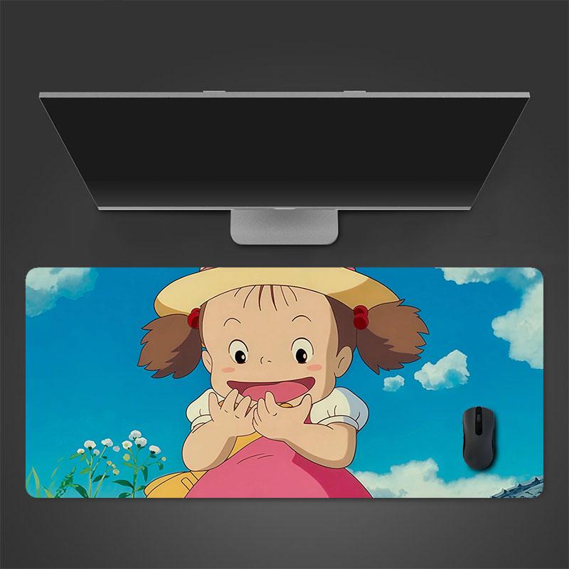 Mei Kusakabe Cartoon Mouse Pad, Large Gaming Desk Mat, Non-slip XXL Mousepad for Laptop & Tablet, Mini PC Playmat with Stitched Edges