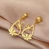 Teamer Butterfly and Flower Waterdrop Pendant Earrings Women Girls Stainless Steel Gold Color Hoop Earring Bohemian Jewelry Gift