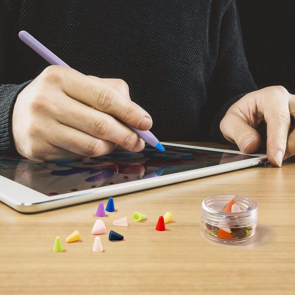 LINGXIU 2 Pack Silicone Case Cover Compatible with Apple Pencil 2nd Generation, Slim Lightweight Pencil Case Skin Sleeve Accessories and 16 Pcs Nib