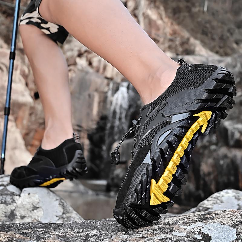 Men's Mesh Summer Casual Hiking Soft Soled River Tracing Water Sports Breathable Anti Slip Flat Bottomed Beach Walking Shoes